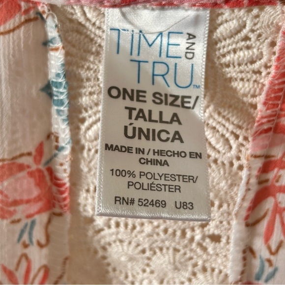 Time and Tru Sheer Kimono Shawl Mixed Floral Print Women One Size - Picture 10 of 10